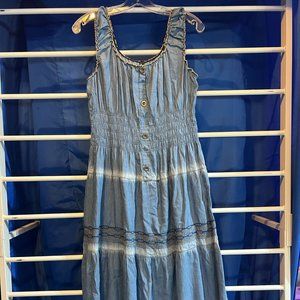 LAPIS long jean sleeveless dress with scrunch waist